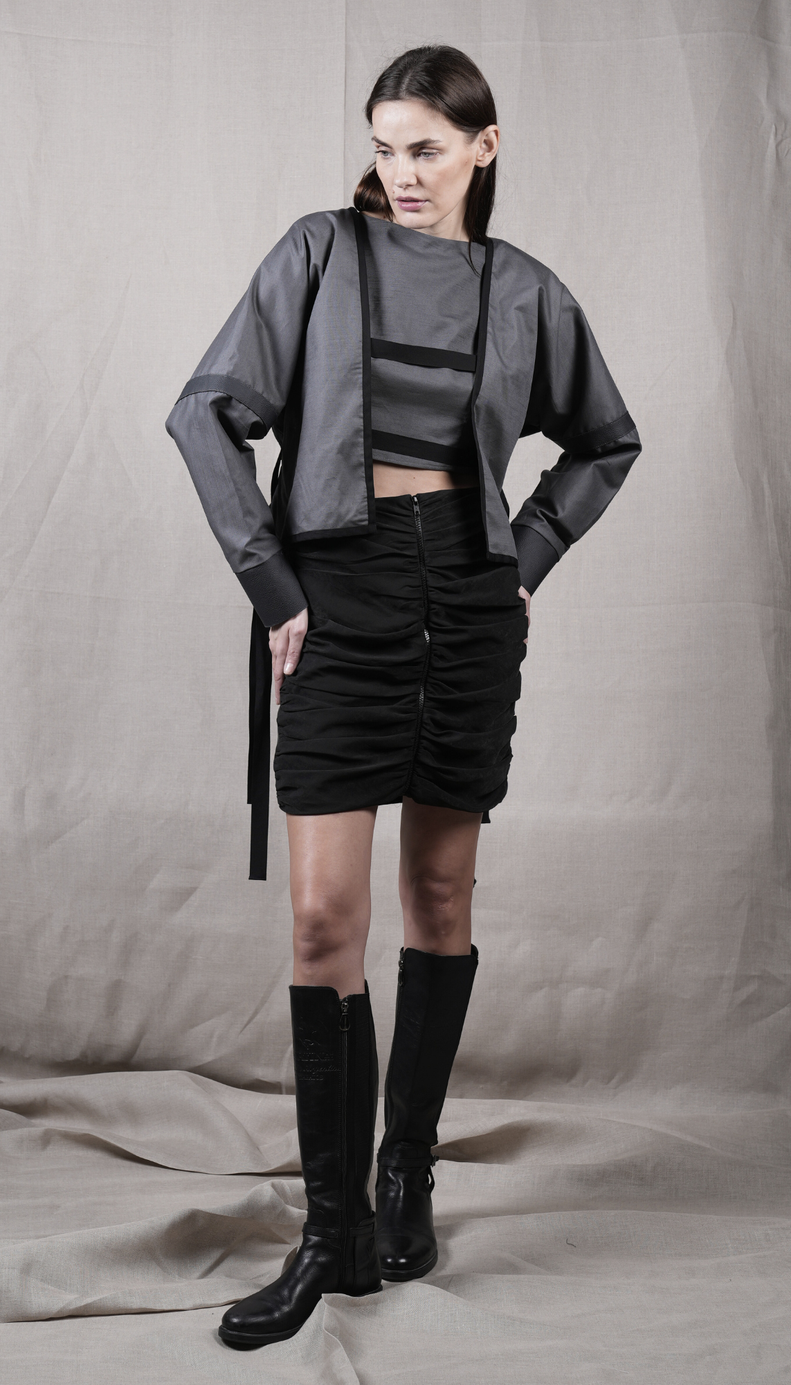 12 Leather Cuffed Jacket