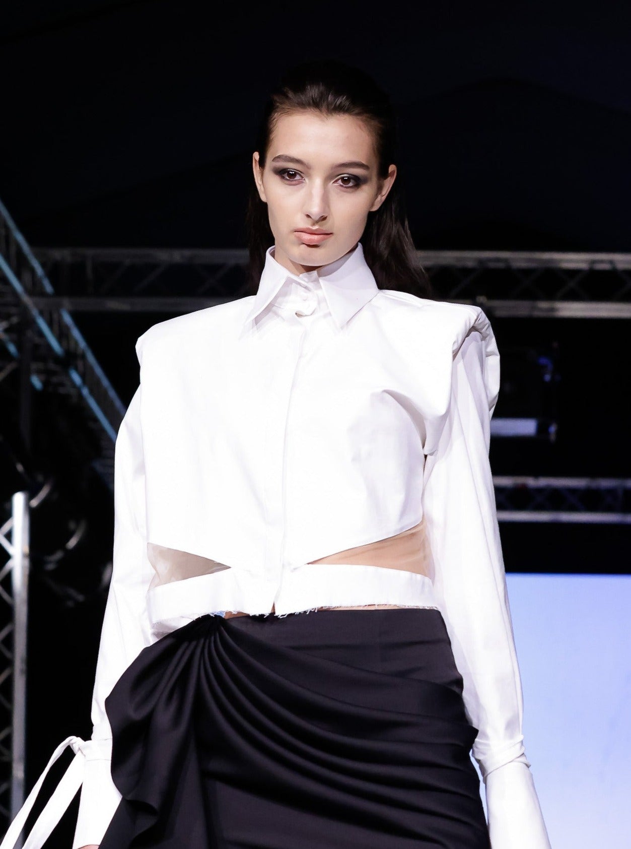 Shoulder Padded Cropped Shirt