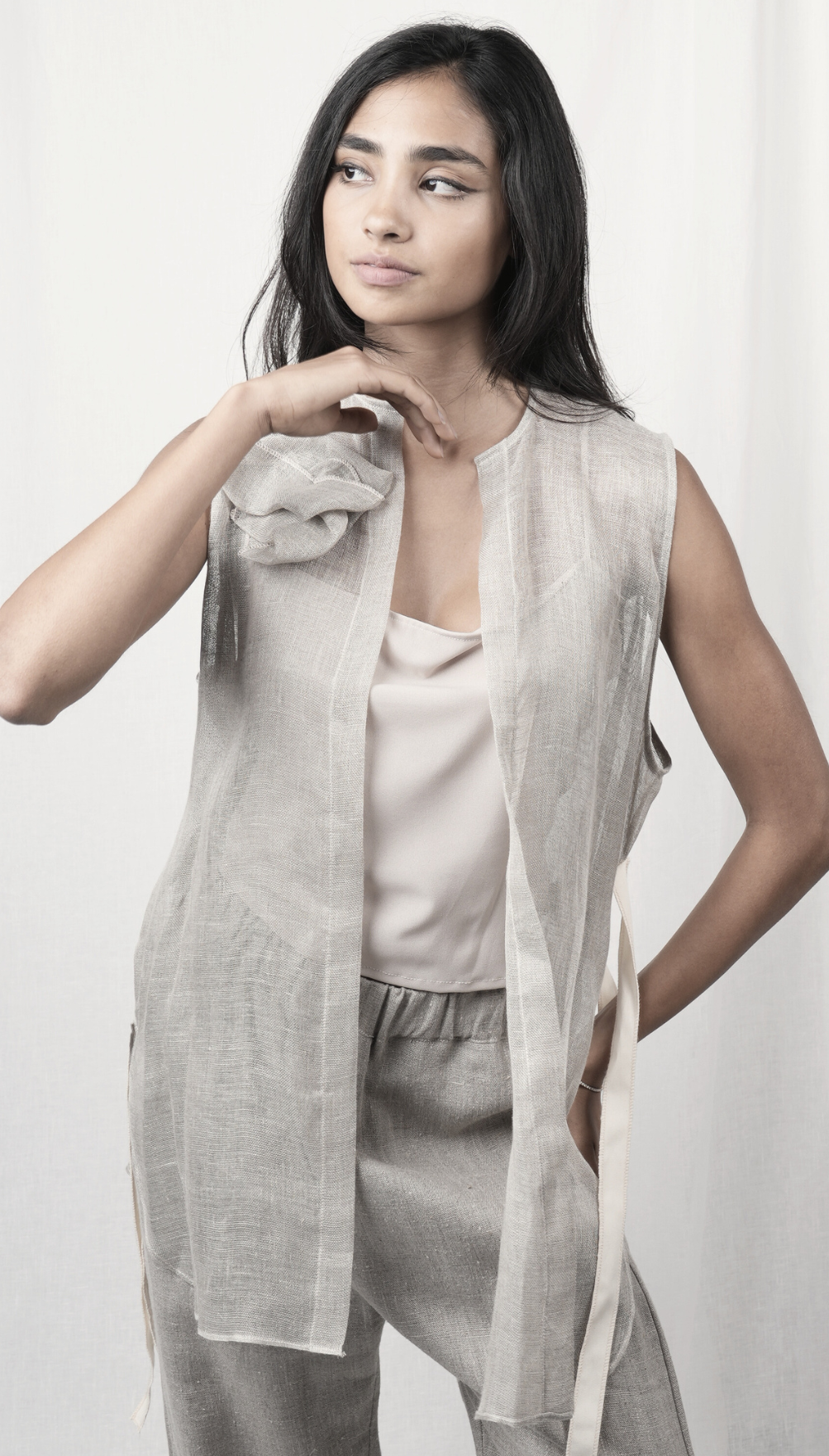 Sardinia Sheer Belted Linen Vest