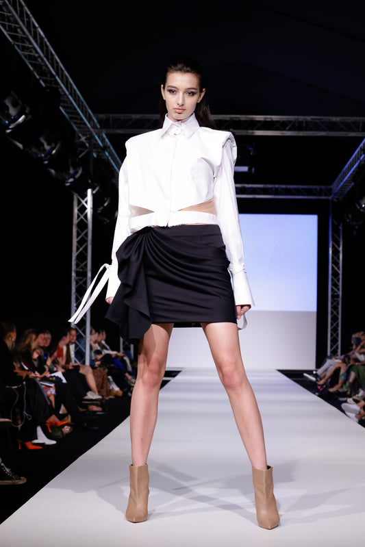Shoulder Padded Cropped Shirt