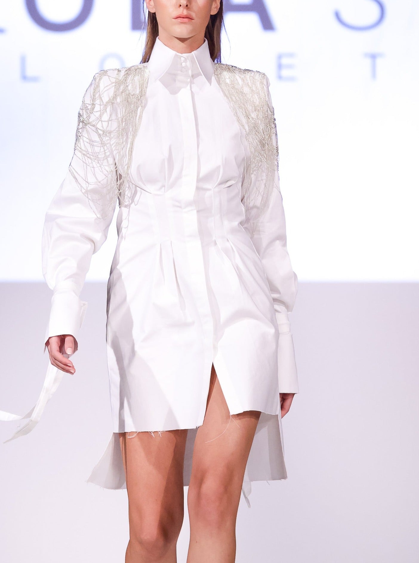 "Beat It" Chain Embellished Asymmetric Shirt Dress