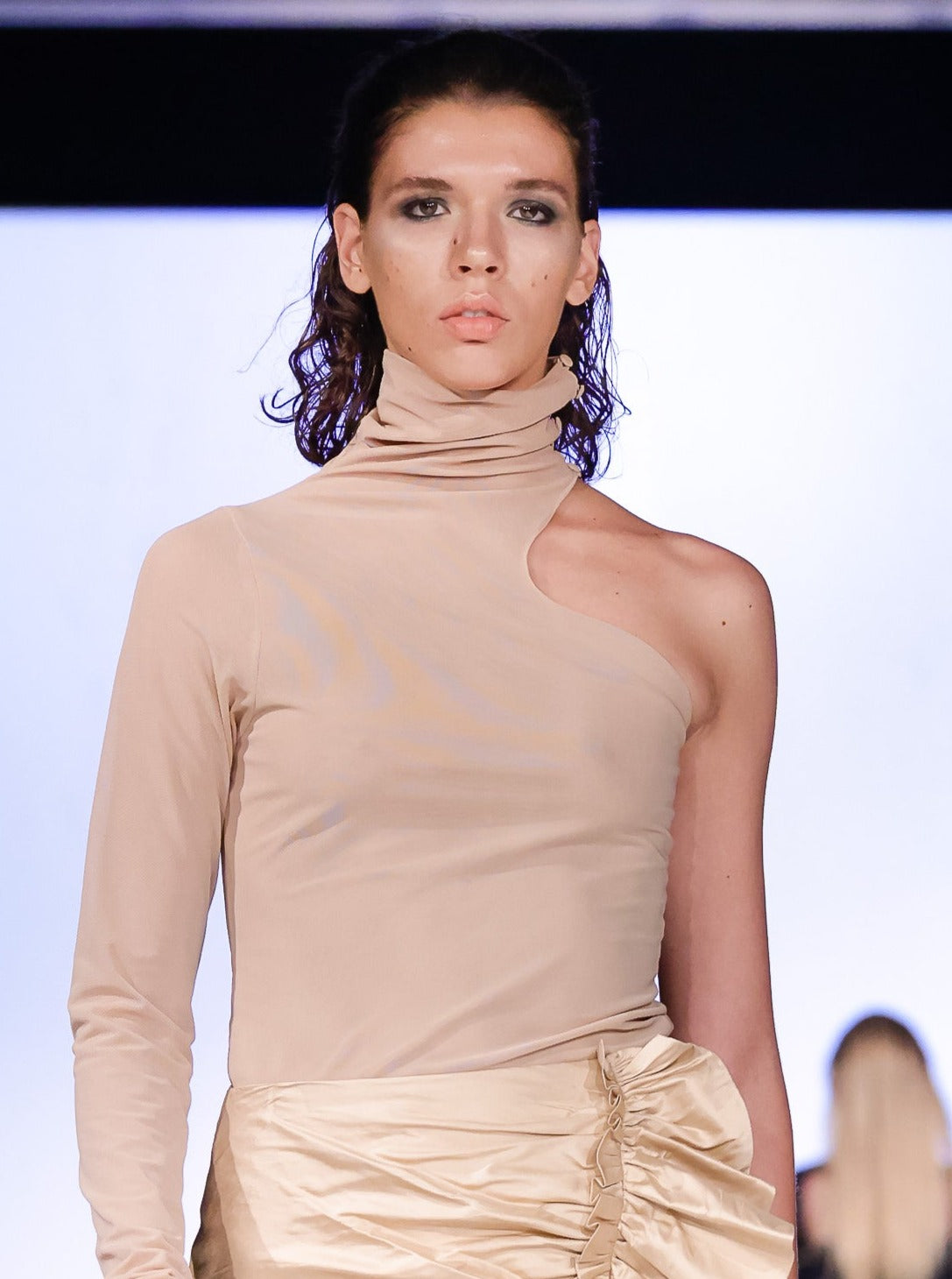 Tulle-Netting Turtle Neck